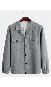 Men Nizi Contrast Pure Chest Pockets Button Collar Simple Jackets