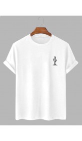 Men's Cactus Pattern Simple Short Sleeve T-Shirt