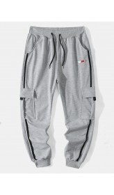 Men Jogger Sweatpants Drawstring Elastic Waist Ankle Length Pants